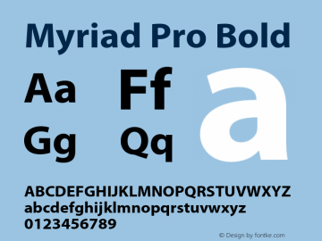 MyriadPro-Bold Version 2.037;PS 2.000;hotconv 1.0.51;makeotf.lib2.0.18671 Font Sample
