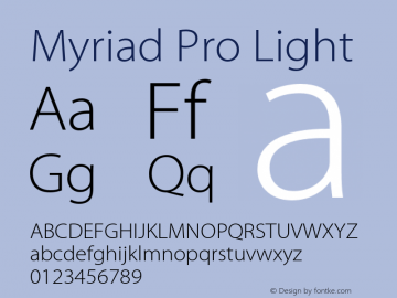 MyriadPro-Light Version 2.037;PS 2.000;hotconv 1.0.51;makeotf.lib2.0.18671 Font Sample