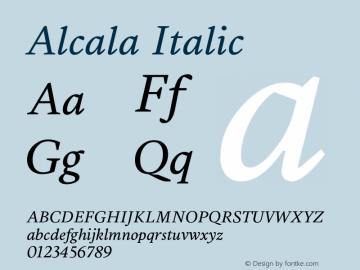 Alcala-Italic Version 1.0 Font Sample