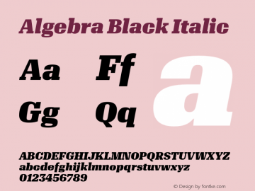 Algebra-BlackItalic 1.002 Font Sample