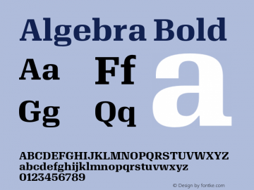 Algebra-Bold 1.002 Font Sample
