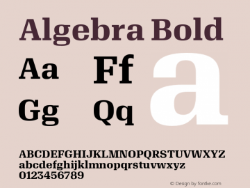 Algebra-Bold 1.002 Font Sample