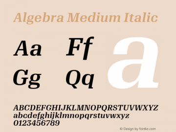 Algebra-MediumItalic 1.002 Font Sample