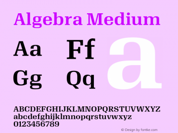 Algebra-Medium 1.002 Font Sample