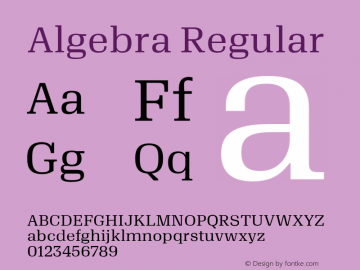 Algebra-Regular 1.002 Font Sample