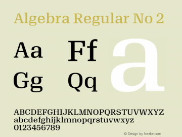 Algebra-RegularNo2 1.002 Font Sample