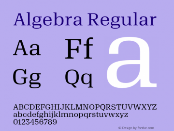 Algebra-Regular 1.002 Font Sample