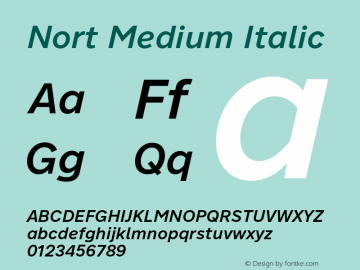 Nort Medium Italic Version 7.504; 2017; Build 1035图片样张