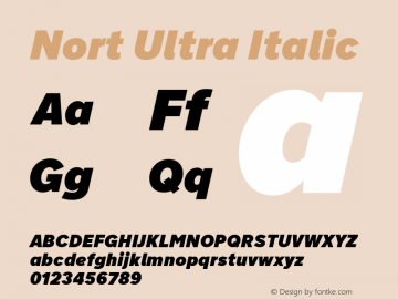 Nort Ultra Italic Version 7.504; 2017; Build 1027 Font Sample
