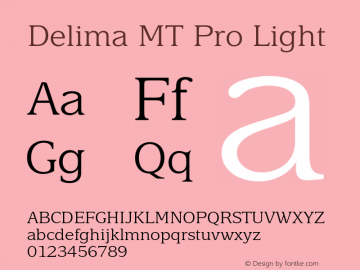 DelimaMTPro-Light Version 1.000;PS 001.000;hotconv 1.0.56;makeotf.lib2.0.21325图片样张