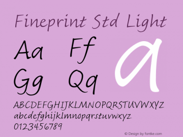FineprintStd-Light Version 1.016;PS 001.000;Core 1.0.38;makeotf.lib1.6.5960 Font Sample