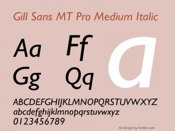 GillSansMTPro-MediumItalic Version 1.046;PS 001.001;Core 1.0.38;makeotf.lib1.6.5960图片样张