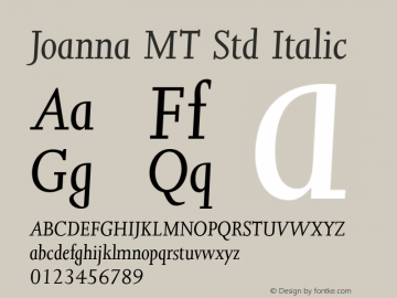 JoannaMTStd-Italic Version 1.000 2006 initial release Font Sample