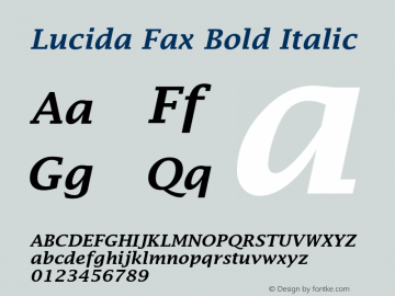 Lucida Fax Bold Italic Version 1.00 Font Sample
