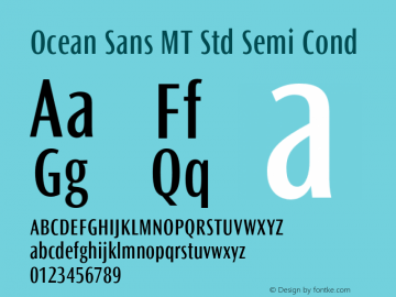 OceanSansMTStd-SemiBoldCond Version 1.000;PS 001.000;hotconv 1.0.38 Font Sample