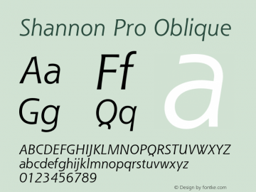 ShannonPro-Oblique Version 1.100;PS 001.000;hotconv 1.0.49;makeotf.lib2.0.14853 Font Sample