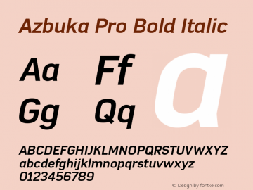 Azbuka Pro Bold Italic Version 1.000 Font Sample