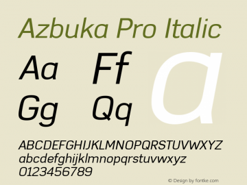 Azbuka Pro Italic Version 1.000 Font Sample