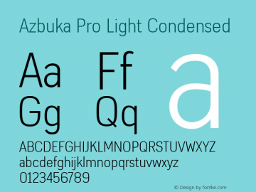 Azbuka Pro Light Condensed Version 1.000 Font Sample