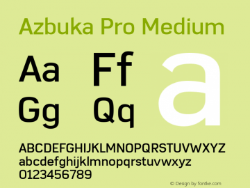 Azbuka Pro Medium Version 1.000 Font Sample
