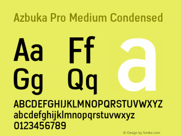 Azbuka Pro Medium Condensed Version 1.000 Font Sample