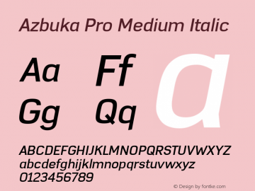 Azbuka Pro Medium Italic Version 1.000 Font Sample