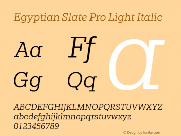 Egyptian Slate Pro Light Italic Version 1.000图片样张