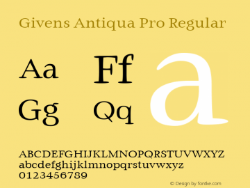 Givens Antiqua Pro Version 1.00 Font Sample