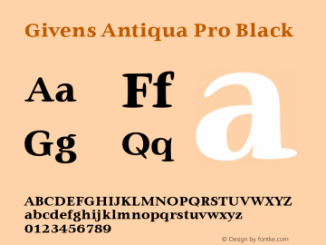 Givens Antiqua Pro Black Version 1.00图片样张
