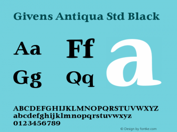 Givens Antiqua Std Black Version 1.00 Font Sample