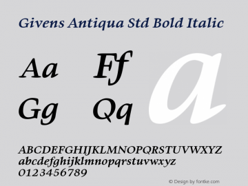 Givens Antiqua Std Bold Italic Version 1.00图片样张