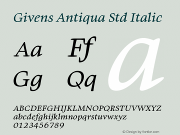 Givens Antiqua Std Italic Version 1.00图片样张