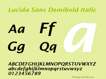 Lucida Sans Demibold Italic Version 1.67图片样张