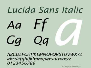 Lucida Sans Italic Version 1.67 Font Sample