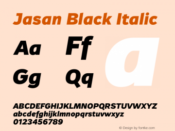 Jasan-BlackItalic Version 1.000 Font Sample