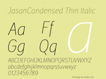 JasanCondensed-ThinItalic Version 1.000 Font Sample