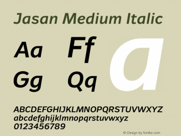 Jasan-MediumItalic Version 1.000 Font Sample