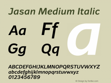 Jasan-MediumItalic Version 1.000图片样张