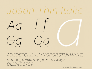 Jasan-ThinItalic Version 1.000图片样张