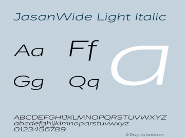 JasanWide-LightItalic Version 1.000 Font Sample