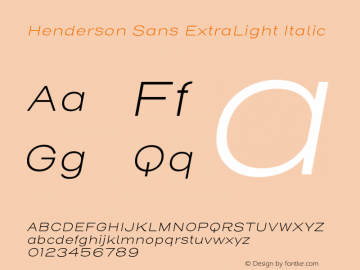 HendersonSans-ExtLtIta Version 1.000图片样张