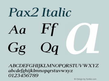 Pax2-Italic 005.000 Font Sample