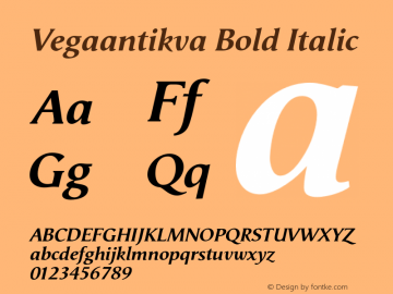 Vegaantikva-BoldItalic 005.000 Font Sample