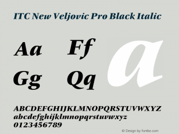 ITC New Veljovic Pro Blk It Version 1.00 Font Sample