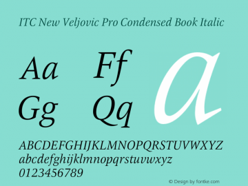 ITC New Veljovic Pro Cn Book It Version 1.00 Font Sample