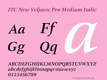 ITC New Veljovic Pro Md It Version 1.00 Font Sample