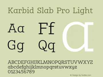 KarbidSlabPro-Light Version 7.504; 2011; Build 1021 Font Sample