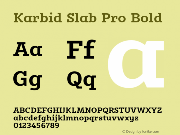 KarbidSlabPro-Bold Version 7.504; 2011; Build 1021 Font Sample