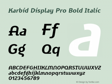 KarbidDisplayPro-BoldItalic Version 7.504; 2011; Build 1021 Font Sample
