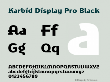 KarbidDisplayPro-Black Version 7.504; 2011; Build 1021 Font Sample